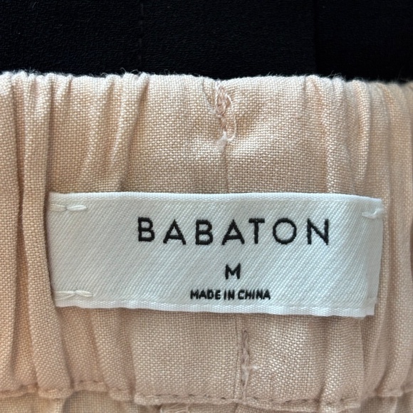 Aritzia Babaton Linen Blend Cropped Pants Peachy Beige Size M - Picture 5 of 6